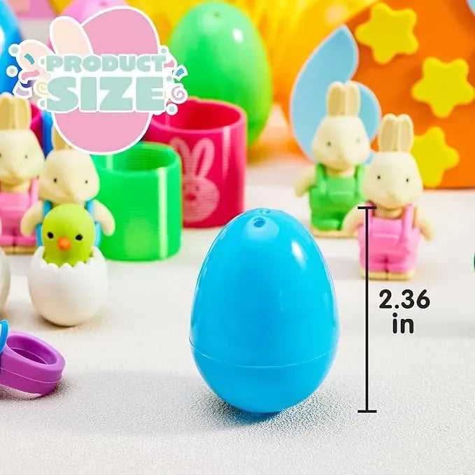 Easter Egg Hunt Set - Prefilled Eggs with Toys & Stickers (36-200 Pcs) | Kids Party Favors, Basket Stuffers & Classroom Prizes