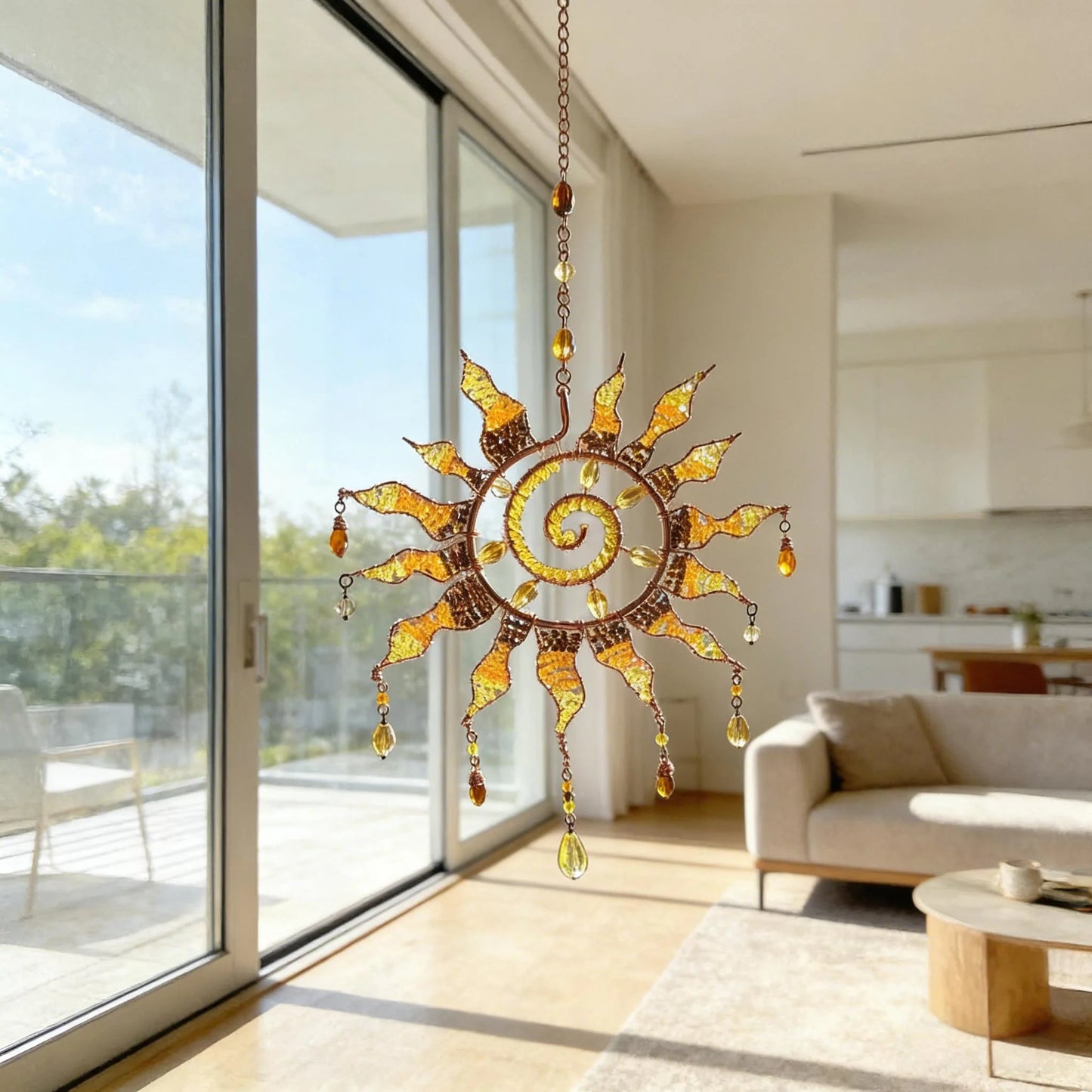 🔥Last Day 49% OFF - 🌞Handmade Sun Spiral Suncatcher – Boho Hanging Light Decor for Window & Home💕