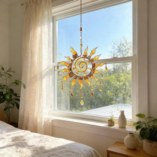 🔥Last Day 49% OFF - 🌞Handmade Sun Spiral Suncatcher – Boho Hanging Light Decor for Window & Home💕