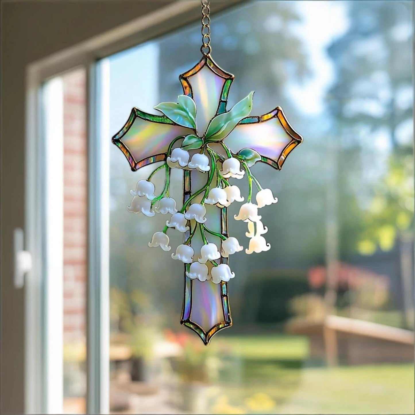 š„Last Day 49% OFF - Hand-Painted Lily of the Valley Cross Pendant