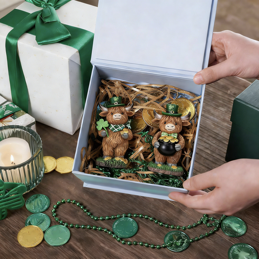 🍀St. Patrick’s Day Highland Cow Figurines💋