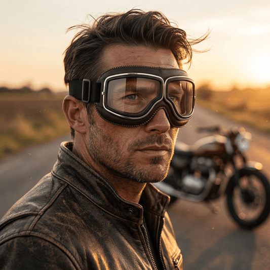 🔥Last Day 49% OFF - 🛠️🏍️OTG Vintage Motorcycle Goggles🕶️ - Fits Over Prescription Glasses, Soft Padded Retro Riding Glasses with Anti-Slip Strap & UV400